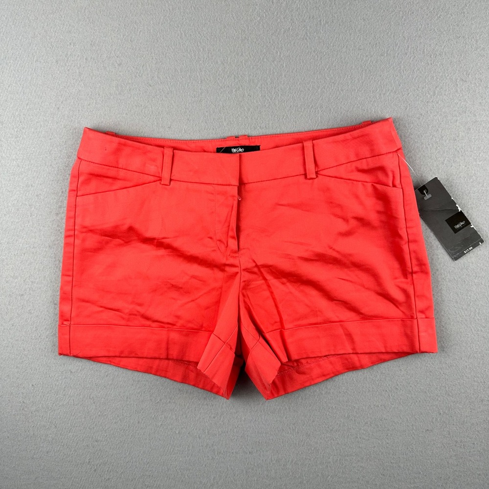 Mossimo Cuffed Shorts Women 8 Coral Stretch Twill Mid Rise Fit 3 New